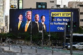 Posters And Signs Thanking Donald Trump - Tel Aviv