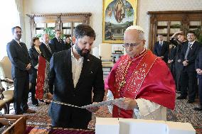 Pope Leo XIV Meets The President of Chile - Vatican