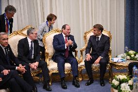 President Macron During Bilateral Meetings - Sharm El Sheikh
