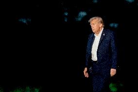 President Trump Walks On The South Lawn Of The White House - DC