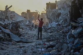 Gaza Destruction After Airstrikes - Gaza City