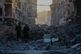 Gaza Destruction After Airstrikes - Gaza City