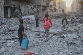 Gaza Destruction After Airstrikes - Gaza City