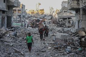 Gaza Destruction After Airstrikes - Gaza City