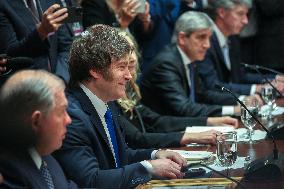 Trump Hosts a bilateral lunch with President Javier Gerardo Milei of Argentina