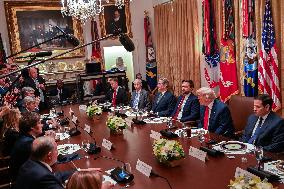 Trump Hosts a bilateral lunch with President Javier Gerardo Milei of Argentina