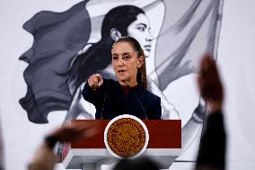 Mexican President Claudia Sheinbaum Holds Briefing Conference - Mexico