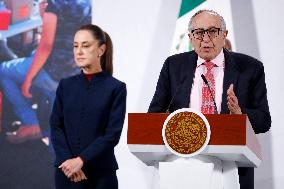 Mexican President Claudia Sheinbaum Holds Briefing Conference - Mexico
