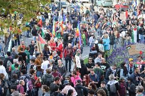 Udine - Manifestazione Pro Palestina prima della partita di calcio Italia Israele