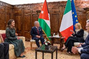 Giorgia Meloni Receives King and Queen of Jordan - Rome