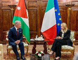 Giorgia Meloni Receives King and Queen of Jordan - Rome