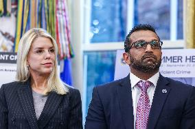 US President Donald Trump and FBI Director Kash Patel speak in the Oval Office