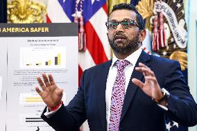 US President Donald Trump and FBI Director Kash Patel speak in the Oval Office