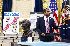 US President Donald Trump and FBI Director Kash Patel speak in the Oval Office