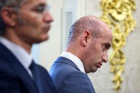 US President Donald Trump and FBI Director Kash Patel speak in the Oval Office