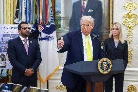 US President Donald Trump and FBI Director Kash Patel speak in the Oval Office