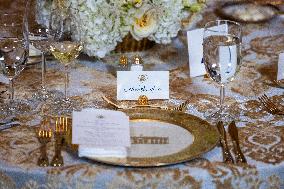 Trump speaks at a fundraiser for his ballroom extension