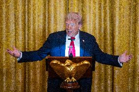 Trump speaks at a fundraiser for his ballroom extension