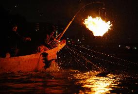 End of cormorant fishing season in central Japan