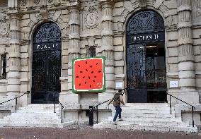 The Watermelon Design Placed On the Facade Of Town Hall - Ivry Sur Seine