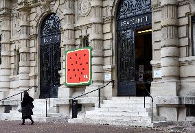 The Watermelon Design Placed On the Facade Of Town Hall - Ivry Sur Seine