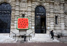 The Watermelon Design Placed On the Facade Of Town Hall - Ivry Sur Seine