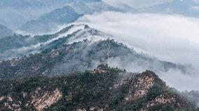 Aerial Drone Shots Of Great Wall - China