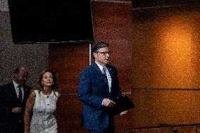 House Speaker Mike Johnson, R-La. daily   press conference on Capitol Hill,