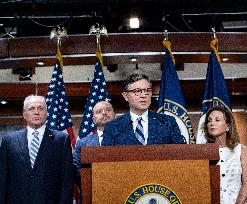 House Speaker Mike Johnson, R-La. daily   press conference on Capitol Hill,