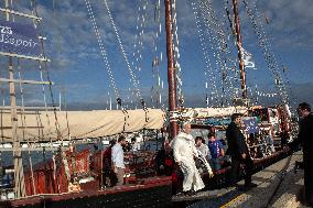 Pope Leo XIV Visits The Med 25 Bel Espoir Peace Training Ship - Italy