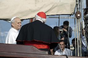 Pope Leo XIV Visits The Med 25 Bel Espoir Peace Training Ship - Italy