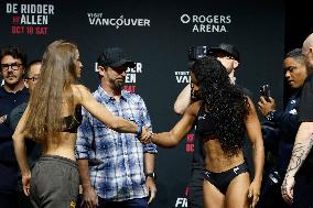 UFC Fight Night Weigh-In Event Ridder vs Allen - Vancouver