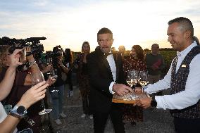 Antonio Banderas Toasts With The Press After The Wedding Of His Daughter - Spain