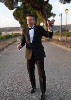 Antonio Banderas Toasts With The Press After The Wedding Of His Daughter - Spain