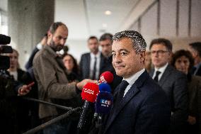 Gerald Darmanin Visits The Nanterre Court Near Paris