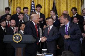 Trump participates in a visit with the LSU and LSU Shreveport Baseball Champions