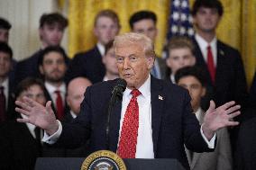 Trump participates in a visit with the LSU and LSU Shreveport Baseball Champions