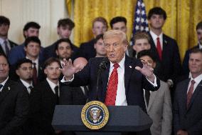 Trump participates in a visit with the LSU and LSU Shreveport Baseball Champions