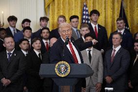 Trump participates in a visit with the LSU and LSU Shreveport Baseball Champions