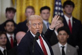 Trump participates in a visit with the LSU and LSU Shreveport Baseball Champions