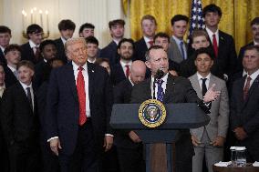 Trump participates in a visit with the LSU and LSU Shreveport Baseball Champions