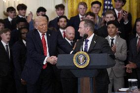 Trump participates in a visit with the LSU and LSU Shreveport Baseball Champions
