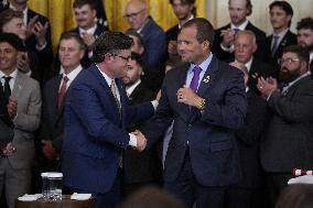 Trump participates in a visit with the LSU and LSU Shreveport Baseball Champions