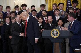 Trump participates in a visit with the LSU and LSU Shreveport Baseball Champions