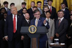 Trump participates in a visit with the LSU and LSU Shreveport Baseball Champions