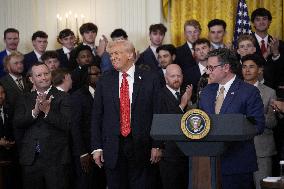 Trump participates in a visit with the LSU and LSU Shreveport Baseball Champions
