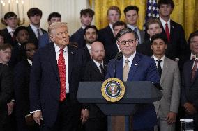 Trump participates in a visit with the LSU and LSU Shreveport Baseball Champions