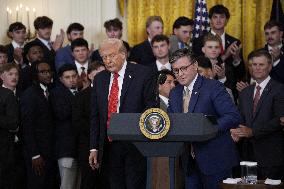 Trump participates in a visit with the LSU and LSU Shreveport Baseball Champions