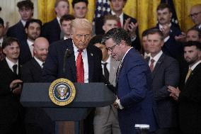 Trump participates in a visit with the LSU and LSU Shreveport Baseball Champions