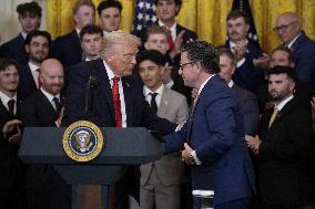 Trump participates in a visit with the LSU and LSU Shreveport Baseball Champions